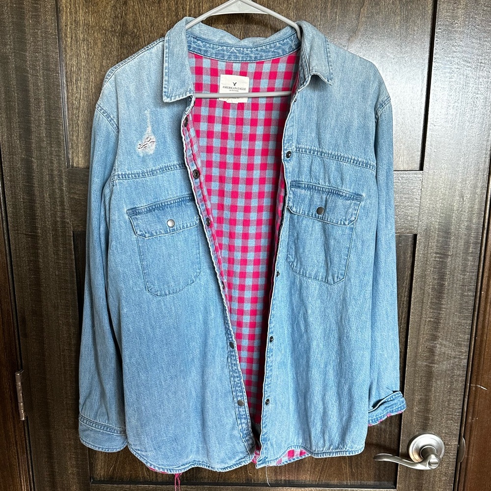 Distressed Denim Shacket